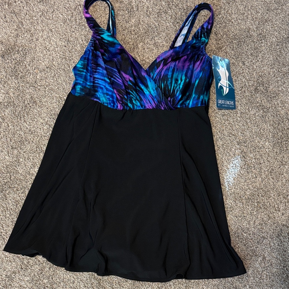 NWT Black and Purple Swim Dress